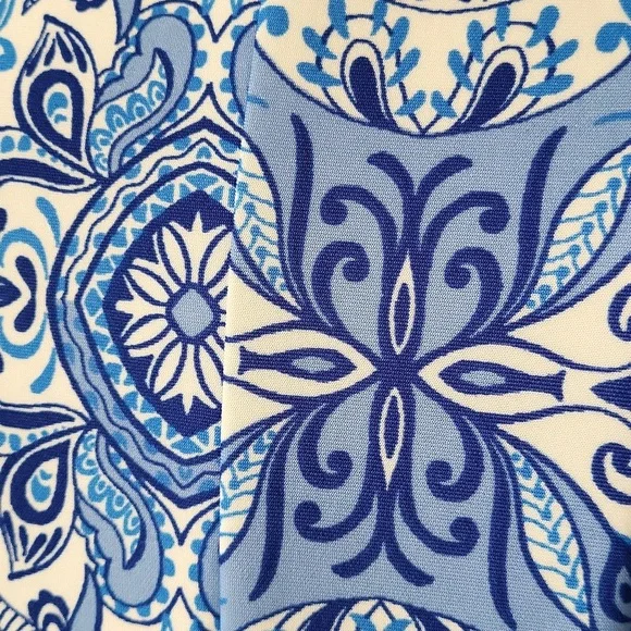 Julian Taylor Blue & White A-Line Midi Dress Size 12 - Picture 5 of 12